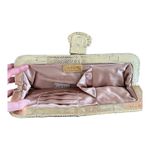 Arden B  Bags Gold Metallic Snakeskin Print Frame Magnetic Closure Clutch Photo 8