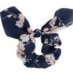 FLORAL Chiffon 2 in 1 Tie Bow Scrunchie Hair Accessory Blue Photo 0