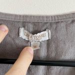 [Lina Tomei] Linen Gray Jeweled Neckline Dress Photo 3