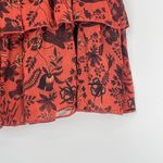 ZARA  Womens Boho Cottage Core‎ Smocked Waist Floral Orange Ruffle Mini Skirt M Photo 6