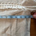 J.Crew Women's Fringe Embroidered Linen Keyhole Crewneck Tan White Top Size 00 Photo 3