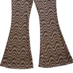 SO Leggings Women Large Pull On Pockets  High Rise Flare Zig Zag Stripe Brown Photo 2