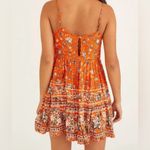 Urban Outfitters  Hanna Orange Floral Babydoll Scalloped Mini Dress Size‎ Small Photo 1