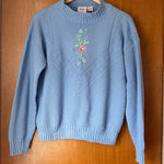 •Vintage floral embroidered knit sweater• Size M Blue Size M Photo 0