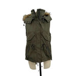 S13/NYC Trapper Vest w Detachable Faux Fur Hood Olive Green Size Small Photo 2