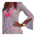 Vintage Havana WHITE AND NEON PINK EMBROIDERED GYPSY
TUNIC TOP size M Photo 7