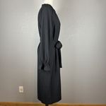 J.Crew Women Drapey Shirt Dress Size M Black Satin-back Crepe Button Long Sleeve Photo 5