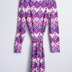 Vintage Goldworm Purple And White Geometric Longsleeve Merino Wool Dress Size 14 Photo 0