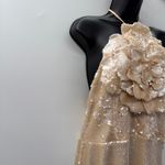 Lovers + Friends Lovers and‎ Friends Rachel Lilium Sequin Gown Size Large Beige Halter Neck Photo 4