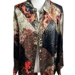 Johnny Was Mabel Print Mix Velvet Back Shirt Silk Blend Bohemian Stretch Large Photo 2
