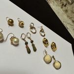 Lot Of 6 Pierced Stud / Dangle Drop Earrings Gold Tone And 1 Two Tone Photo 3