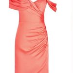 Theia Daniela Asymmetric Draped Satin Dress Orange Size 4 Photo 0