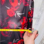 Elegant Long Sleeve Floral Print Mesh shirt Women's New! XL Red Photo 2