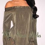 Olive off the shoulder dress Green Size M Photo 0