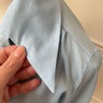 Vintage 70s Miss Holly Light Blue Textured Crepe Pointy Collar Button Shirt M 34 Size M Photo 2