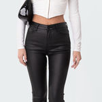 Edikted Luna Faux Leather Flare Jeans Photo 0