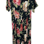 Vintage Nostalgia 90s Floral Print Midi Dress Size M Black Size M Photo 0