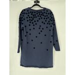 BODEN Cotton Flocked Knit Navy Blue Velvet Polka Dot Long Sleeve Dress Size 14 Photo 3