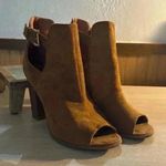 Bella Marie “Sarah Tom” Suede Peep Toe Buckle Ankle Booties Photo 0