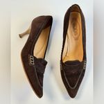 Tod's Penny Loafer Suede Kitten Heel Pumps Women’s Size 8.5 Brown Photo 3