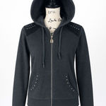 BCBGMAXAZRIA Gray Zip-Up Hoodie Sweatshirt Women’s Size M Studded Detail Casual Photo 0