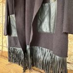 Oliver black mid calf / faux leather fringe / pockets sweater classic , boho Size M Photo 4