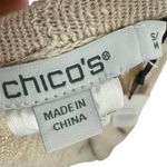 NWT Chicos Embroidered Knit Ruana Neutral Orange Floral Linen Cotton Size S/M Tan Photo 3