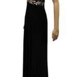 Morgan Co Black Scallop Lace Bodice Slit Front Sleeveless Maxi Dress Gown Size 6 Photo 5