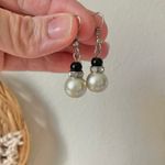 Black & Pearl Dangle Earring Vintage “Rae” Classic Dark Femme Simple Elegant Jewelry Photo 7