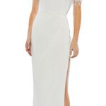Mac Duggal Cocktail Feather-Trimmed One-Shoulder Dress Photo 0