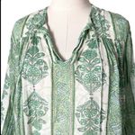 Roller Rabbit Tasseled Abstract Caftan Cover Up Dress Green White Floral Small Photo 2
