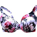 Cacique  Bra 40D Floral White Pink Black Lightly Lined Full Coverage Unde… Photo 1