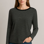 Ralph Lauren Lauren  Black White Striped Boatneck Sweater L | Nautical Preppy Photo 0