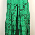 Ottod'Ame Green Eyelet Palazzo Pants Wide Leg Cutout Detail w/ Bloomers Size 8 Photo 0