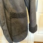 Lucky Brand Faux Shearling Lined Black Faux Suede Barn Coat Hooded Jacket NEW Photo 4