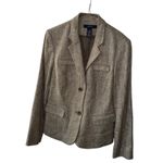 Jones Wear Women’s Blazer 14 Linen Cotton Tan Herringbone Lined Career Jacket Photo 0