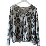 Socialite V Neck Long Sleeve Top Womens Multi Leopard Print Soft SZ L -#1687 Photo 2