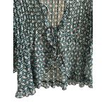 Notations Peasant Babydoll Blouse Y2K Tie Front Geometric Pattern Size 1X Photo 1