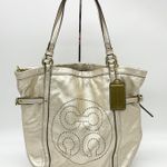 Coach  Audrie Andie Tote Bag Gold Metallic Leather Quiet Luxury Op Art 17064 Photo 0