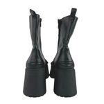 Asos Rani Women's Black Leather Zip Chain Chunky Platform Block Heels Boots Sz 8 Photo 2