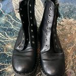 Black Combat Moto Leather Boots Lace Photo 0