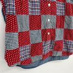 Vintage Quizz Cotton Plaid Quilted Patchwork Americana Red White Blue Star Large Photo 6