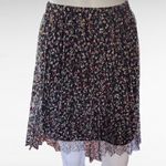 Elle Black Friendship Floral Pleated Lace zmini Skirt Size Large Photo 1