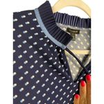 Talbots  Pleated Dark & Light‎ Blue Dots Tie Neck Top Size Medium Photo 5