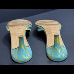 Kate Spade  Silk Metallic Floral Preppy Designer Classic Slip On Sandal Heels 8AA Photo 6