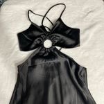 Petal and Pup  Black Satin Midi Dress Side Cutout 6 NEW Photo 1