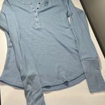 Twenty5A Light Blue Waffle Knit Henley Long Sleeve Cuff Top Size S Photo 0