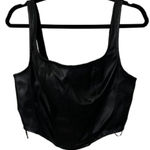 Sincerely Jules Black Faux Leather Crop Top Corset Size L Size L Photo 0