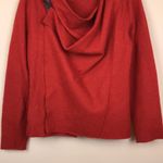 Eileen Fisher Women’s Wool Wrap Front Leather Trim Shoulder Buckle Sweater Photo 3