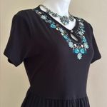 White Stag White Sag Black/Blue,White,Tan Floral Embroidered Dress Tie Back Pull Ov… Photo 2